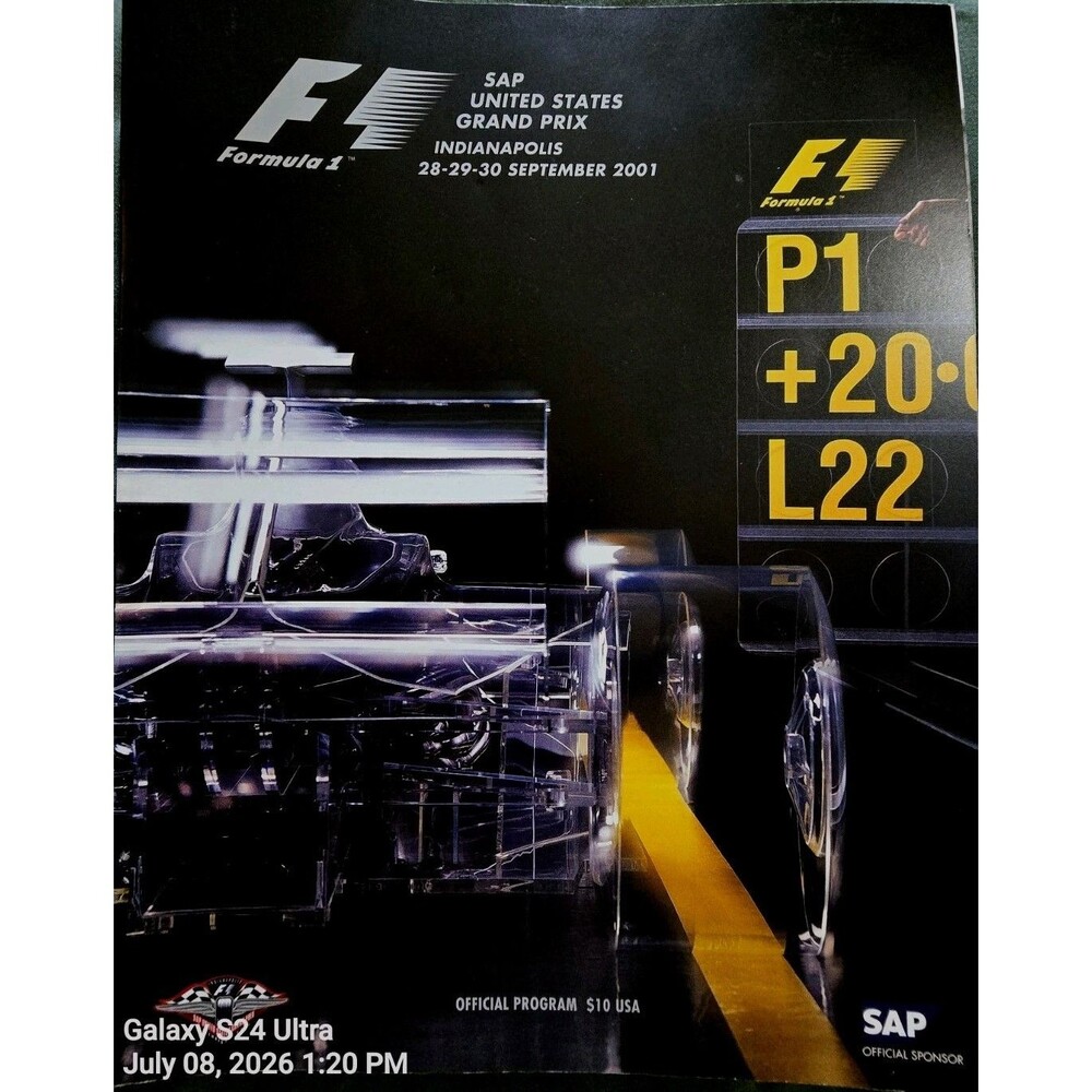 2001 Formula 1 United States Grand Prix Indianapolis Official Program